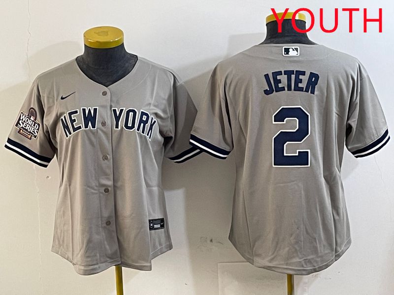 Youth New York Yankees 2 Jeter Grey Game 2025 Nike MLB Jersey style 2